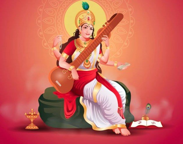 saraswati mata illustration image